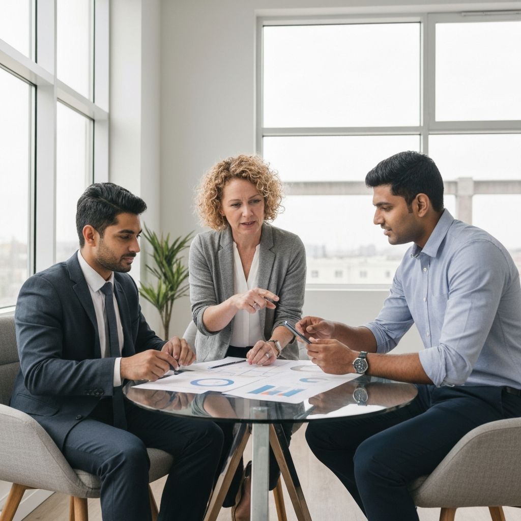 A small business team working together in a modern office